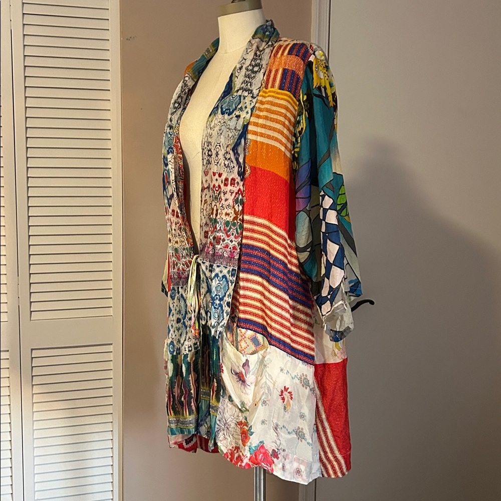 JOHNNY WAS Lolita Mix-Print Silk Kimono Jacket size XXL - Picture 7 of 16